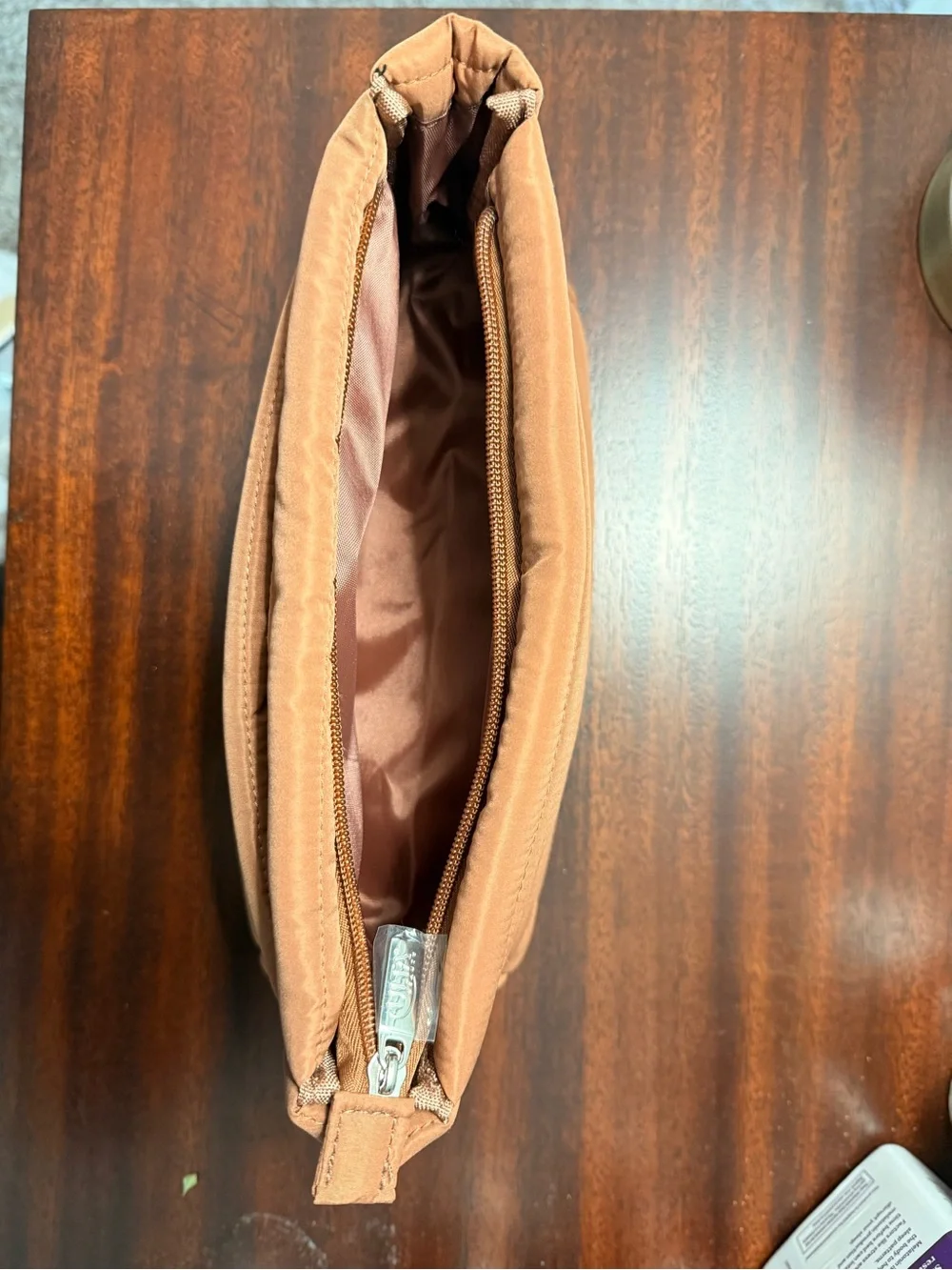 Ulta Beauty Quilted Cosmetic Pouch in Light Brown